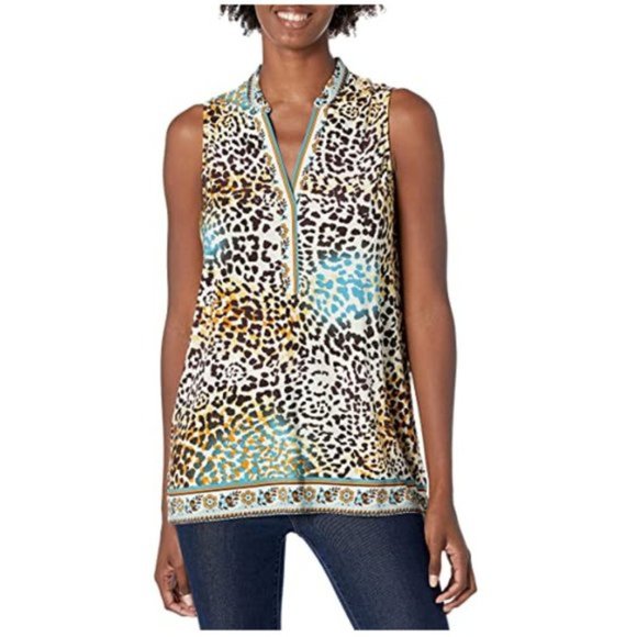 New eci Brand Leopard Print Sleeveless Tank Top - Picture 1 of 6
